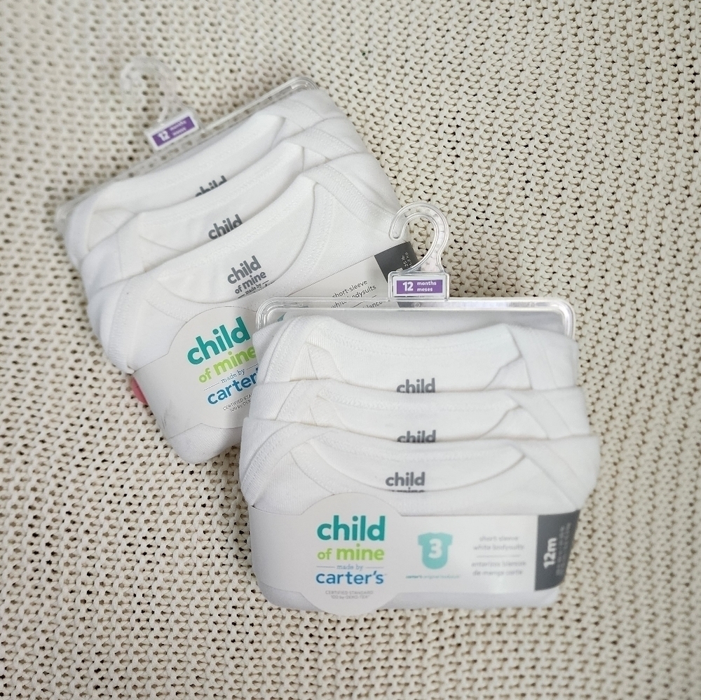 Carter's Child of Mine short-sleeve white bodysuits NEW